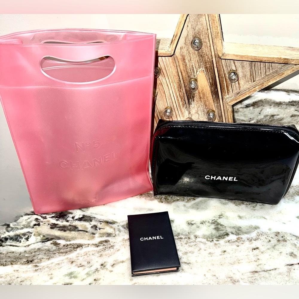 Chanel Novelty Cosmetic Pouch Blotting Papers & Tote Set